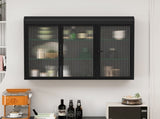 3 Door Arched Wall Mounted Glass Cabinets for Kitchen, Living Room and Bathroom W757P221501