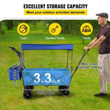 VEVOR Extra Large Collapsible Garden Cart with Removable Canopy, Folding Wagon Utility Carts with T3342P298271