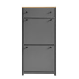 ZUN ON-TREND Functional Entryway Organizer with 2 Flip Drawers, Wood Grain Pattern Top Shoe Cabinet with WF308547AAE