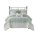 ZUN Full/Queen 5 Piece Seersucker Comforter Set with Throw Pillows B035128845