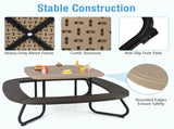 Kids Picnic Table Outdoor Activity Table With Umbrella -Brown 02015842