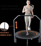 ZUN 48" Foldable Mini Trampoline Max Load 330lbs/440lbs, Fitness Rebounder with Adjustable Foam Handle, 13163777