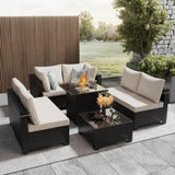 Cushion Covers for 7 Pcs Wicker Rattan Sectional Sofa, 14Pack Cushion Slipcovers Set W419P199031