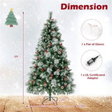 6ft Pre-Lit Christmas Tree - 55 Red Berries 55 Pine Cones, Changeable Lights & Easy Setup, Ideal 65193603