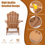 ZUN TALE Folding Adirondack Chair with Pullout Ottoman with Cup Holder, Oaversized, Poly 83820938