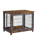 ZUN Furniture Dog Cage Crate with Double Doors, Rustic Brown, 38.58'' W x 25.2'' D x 27.17'' H 43985378