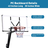 Portable & Adjustable Basketball Hoop 6ft-10ft Height Range, 43" Shatterproof Backboard - Perfect T3772P351793