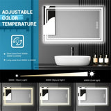 ZUN LED Bathroom Mirror with Lights 32"x 24" Wall Vanity LED Mirror Stepless Dimmable, Double Front and 21592232