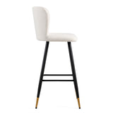 30'' modern style barstool,with white seats, black metal legs, and gold - tipped ends,suitable for N780P228980W