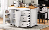 K&K 74.8" Kitchen Island with Extendable Dining Table, Kitchen Storage Cart with 3 Drawers, Power N707P303401W