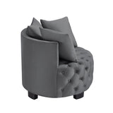 Contemporary Upholstered Tufted Leisure Chair Accent Chair,Dark Gray W2186P280247
