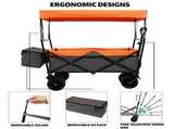 480Lbs Collapsible Wagon with Canopy,Wagon Stroller with 7" All-Terrain Wheels, Lightweight Foldable 01562892