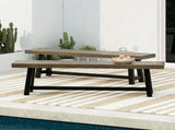 Acacia Outdoor Bench,Sandblast Gray Finish and Black,set of 2 63086.00GRY