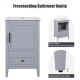 ZUN 20" Bathroom Vanity with Sink, Bathroom Cabinet with A Door, Door Shelf Storage and Adiustable Foot N759P207690E