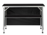 Portable Folding Bar Table with Shelf, Tradeshow Podium Table with Black Skirt and Carrying Bag, for 50301347