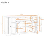 ZUN TV Stand for TV up to 65in with 2 Tempered Glass Doors Adjustable Panels Open Style Cabinet, 85043297