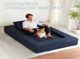 Compression Human Dog Sofa Bed for Adult & Pets,Modern Floor Couch With Pillow for Living Room 38957654