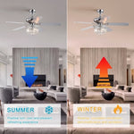 ZUN 52 Inch Crystal Chandelier Fan Dual Finish Reversible Blades, Fandelier,Ceiling Fan With Remote W1592P182912