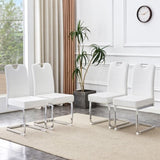 A set of 4 white thickened dining chairs with built- in spring packages and ergonomic W3226P279079