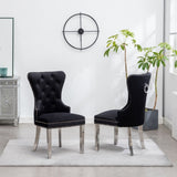 ZUN Montura Contemporary Tufted Velvet Chair with Nailhead Trim, Set of 2, Black T2574P164573