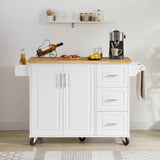 Kitchen Island with Drop Leaf Countertop, Rolling Kitchen Island Cart , Barn Door Kitchen Island W1820P195005