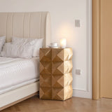 23.62"Height Three-dimensional Embossed Pattern Design Retro Side Table,Retro Wooden Nightstand W75770647