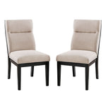 ZUN Set of 2 Padded Fabric Dining Chairs in Black and Beige B016P156454