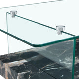 43.3-Inch Heavy-Duty Coffee Table with Tempered Glass Top Base 250LB Capacity,Double-Layer Storage,4 W1512P316956