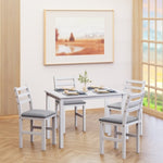 ZUN 5PCS Stylish Dining Table Set 4 Upholstered Chairs with Ladder Back Design for Dining Room Kitchen W1673130772