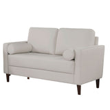 Contemporary Style Off-White 1pc Loveseat Leatherette Upholstered Bench Style Seating Bolster B011P203540