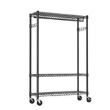 Rolling Clothes Rack Heavy Duty, 3-Tier Garment Rack on Wheels for Hanging Clothes with 1 Rod, Metal T3651P367659