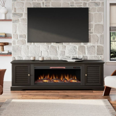 ZUN Bridgevine Home Topanga 83 inch Electric Fireplace TV Console for TVs up to 95 inches, Minimal B108P160242