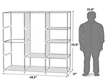 71 Inch Gray Portable Clothes Closet, Non-Woven Fabric Steel Tube PP Plastic Storage Wardrobe with 8 09487677