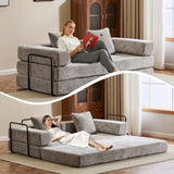Floor,Compression Sofa,Convertible Floor Sofa Bed-with Pillow Back Support Armrest,Comfy Futon 02693286