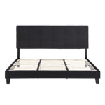 ZUN King Size Upholstered Platform Bed Frame with Linen Fabric Headboard, No Box Spring Needed, Wood W311107471