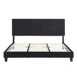 King Size Upholstered Platform Bed Frame with Linen Fabric Headboard, No Box Spring Needed, Wood W2297P284489