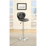 Set of 2 Adjustable Black PU Bar Stools, Chrome SR011550