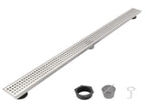 32 Inch Linear Shower Drain with Removable Square Patterned Grate, 304 Stainless Steel with Hair 64719976