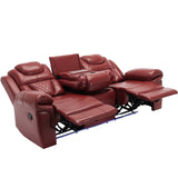 Home Theater Seating Manual Recliner Chair with Center Console and LED Light Strip for Living Room, WF310727AAJ