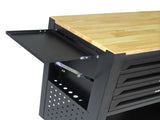 4 DRAWERS MULTIFUNCTIONAL TOOL CART WITH WHEELS AND WOODEN TOP-BLACK W1102111184