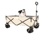Folding Wagon, Heavy Duty Utility Beach Wagon Cart for Sand with Big Wheels, Adjustable Handle&Drink W321P164906