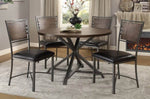 ZUN Industrial Style Round Table 1pc Burnished Brown finish and gray metal finish Rustic Style B011P199728