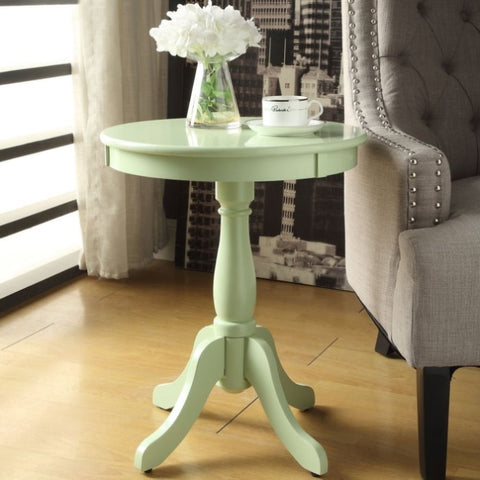 ZUN Light Green Side Table with Turned Pedestal B062P189132