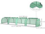 Portable Tunnelhouse, 13' L x 3' W x 2.5' H, 4 Zippered Doors, Water/UV Resistant PE Cover, 53375401