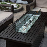 ZUN Fire Pit Table Wind Guard, 38.1 x 10.6 x 5.9 Inch Rectangular Glass Wind Guard, Clear Tempered Glass W944P160500