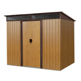 8ft x 6ft Outdoor Metal Storage with Lockable Sliding Doors and Transparent plate for Garden, Lawn W540P185316