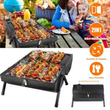 ZUN Portable Charcoal Two Side Small BBQ Folding Outdoor Stove Barbecue Smoker with 1Pc 22774928