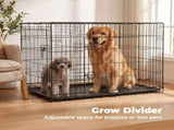 36 Inch Double Door Dog Crate - Heavy Duty Foldable Metal Cage with Divider, Removable Tray & 36304739