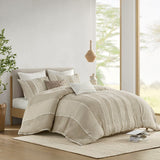 King/Cal King 3 Piece Striped Cotton Duvet Cover Set B035P217805