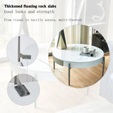 Modern Round White & reall wood color Coffee Table Drawers and metal legs,Drum Coffee Table W1911P269601